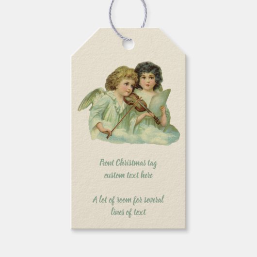 Victoriaans Angels Violin en vel Music Cadeaulabel (Voorkant)