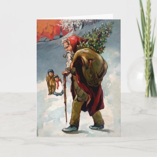 Victoriaans Angry Old Santa Holiday Card Feestdagen Kaart (Voorkant)