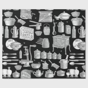 Victoriaans  antiek keuken Cook Toile Black Cadeaupapier