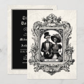 Victoriaans Antiek Lijst Gotische bruiloft uitnodi Kaart (Voorkant / Achterkant)