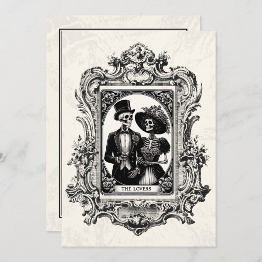 Victoriaans Antiek Lijst Gotische bruiloft uitnodi Kaart (Voorkant / Achterkant)