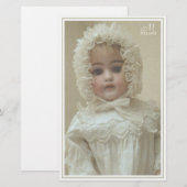  Victoriaans Antiek meisje Doll Briefpapier (Voorkant / Achterkant)