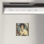 Victoriaans Antiek meisje met Floral vlinder Magneet (Insitu (Vaatwasser))