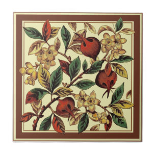 Victoriaans Antiek Rozen Roos Hips Repro Print Tegeltje