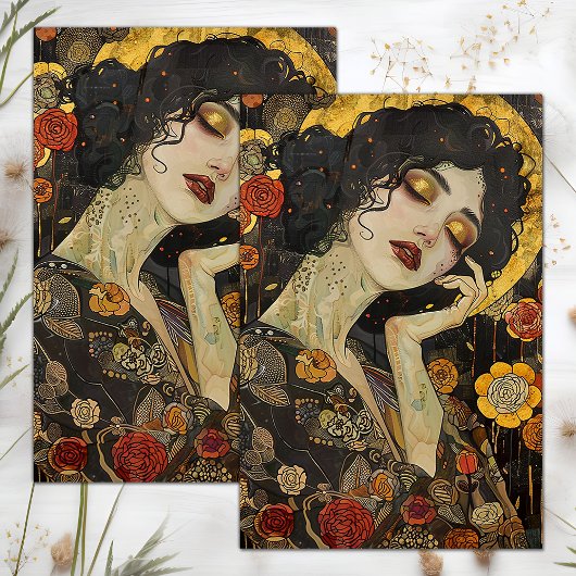 VICTORIAANS ANTIQUAIR DAMES DECOUPAGE TISSUEPAPIER
