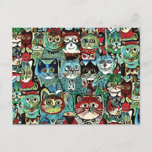 Victoriaans antropomorfe katten in oorzakelijke kl briefkaart