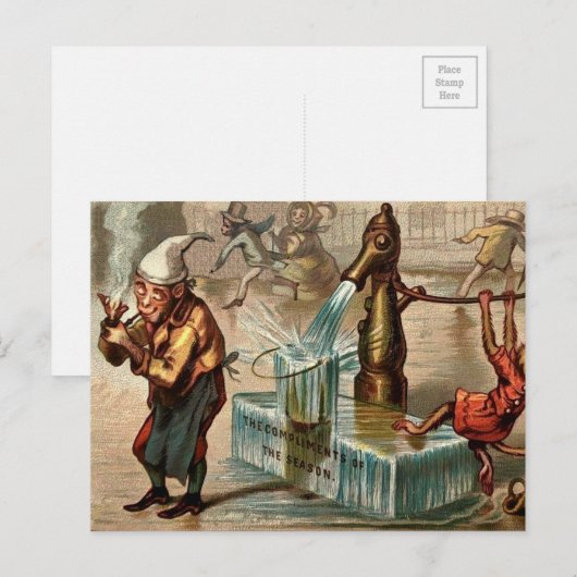 Victoriaans apenkerst briefkaart (Voorkant / Achterkant)