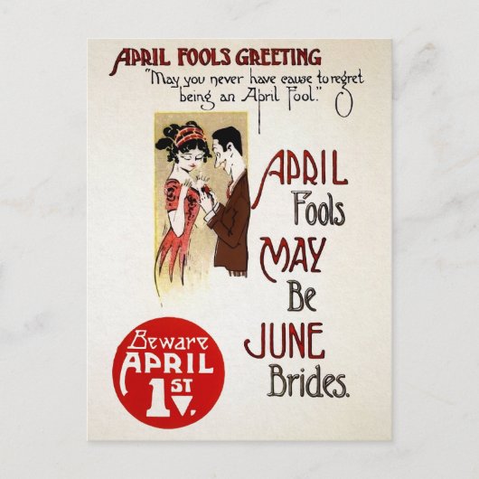 Victoriaans April Fools Day Briefkaart (Voorkant)