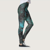  Victoriaans Aqua Blauwgroen Zwarte Leggings (Rechts)