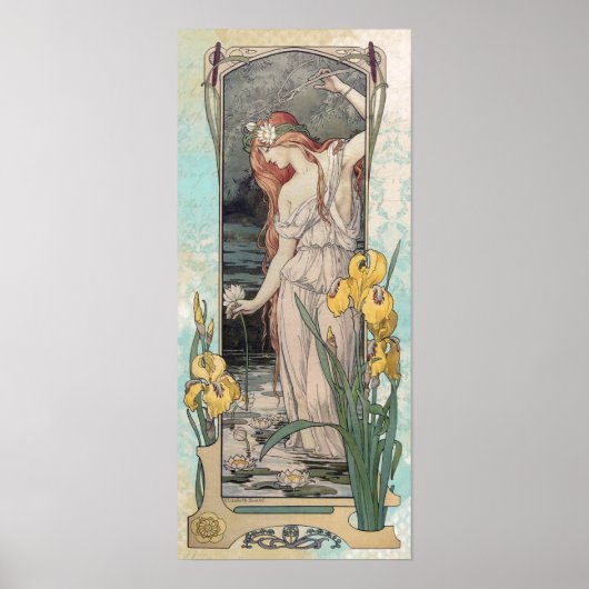 *  Victoriaans AR23 Vrouw bloemen Art Nouveau Poster (Voorkant)
