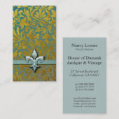 Victoriaans Arabesch, NOBLESSE - Aqua & Gold Visitekaartje (Voorkant / Achterkant)