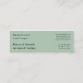 Victoriaans Arabesk, ALAMEDA - marine & Zee Green Mini Visitekaartje (Achterkant)