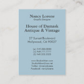 Victoriaans Arabesk, LADY CIARA - Blauw & wit Visitekaartje (Achterkant)