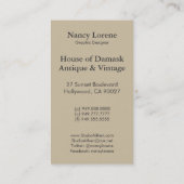 Victoriaans Arabesk, METALLIC-ROOS - Taupe Visitekaartje (Achterkant)