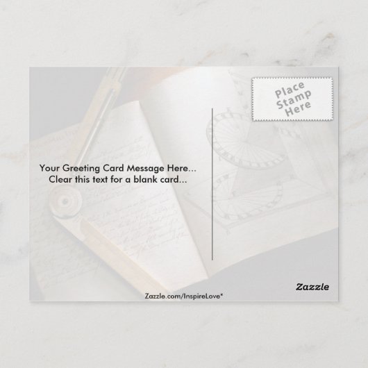 Victoriaans architect's rekenhandleiding en liniaa briefkaart (Achterkant)