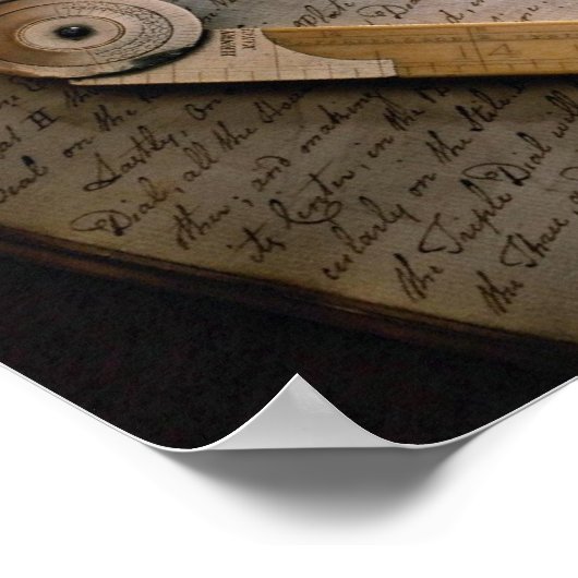 Victoriaans architect's rekenhandleiding en liniaa poster (Hoek)