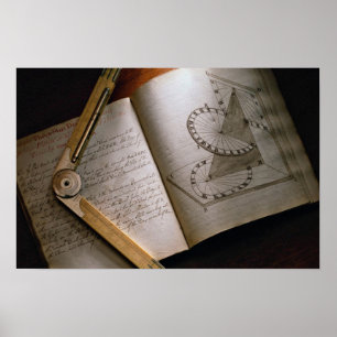 Victoriaans architect's rekenhandleiding en liniaa poster