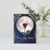 , Victoriaans, Art Deco, Red Rose, Night Sky Briefkaart (Staand voorkant)
