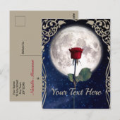 , Victoriaans, Art Deco, Red Rose, Night Sky Briefkaart (Voorkant / Achterkant)