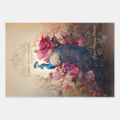 Victoriaans Art Nouveau  Bloemen Peacock Inpakpapier Vel (Voorkant)