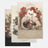 Victoriaans Art Nouveau Bloemenzwanen Inpakpapier Vel