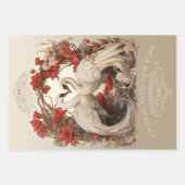 Victoriaans Art Nouveau Bloemenzwanen Inpakpapier Vel (Voorkant)