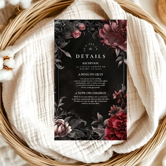 Victoriaans Art Nouveau Floral Wedding Informatiekaartje