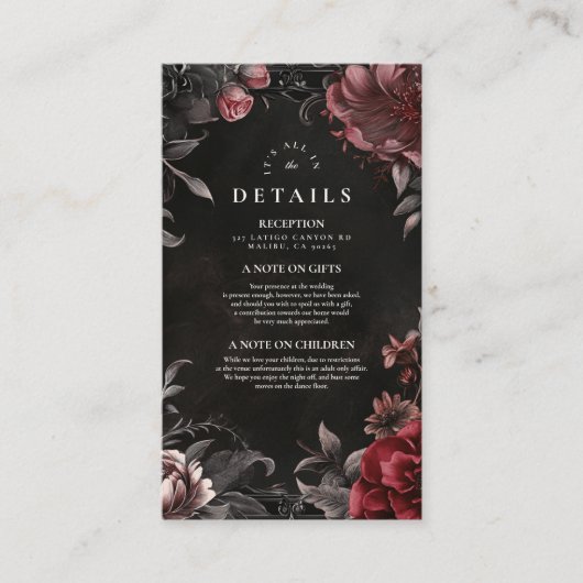 Victoriaans Art Nouveau Floral Wedding Informatiekaartje (Voorkant)