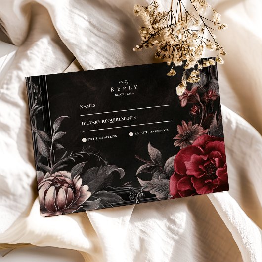 Victoriaans Art Nouveau Floral Wedding RSVP Kaartje
