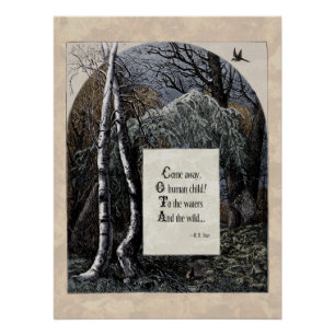 Victoriaans Art Poem Yeats "The Stolen Child" Glos Perfect Poster