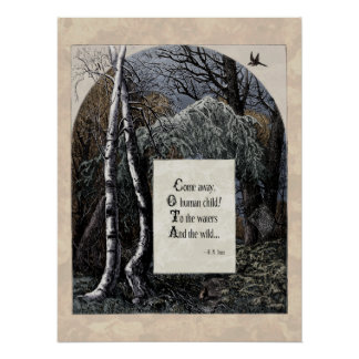 Victoriaans Art Poem Yeats "The Stolen Child" Glos Perfect Poster