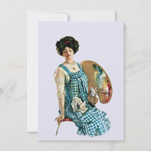 Victoriaans Artiest Lady Painter Palette Verjaarda Kaart (Achterkant)
