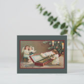  Victoriaans Baby Angels die kerstmis speelt Feestdagenkaart (Staand voorkant)