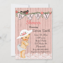  Victoriaans Baby Girl Baby shower Uitnodiging