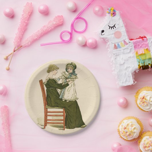 Victoriaans Baby Greenaway-moeder Papieren Bordje (Feest)