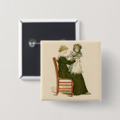 Victoriaans Baby Greenaway-moeder Vierkante Button 5,1 Cm (Voorkant /achterkant)