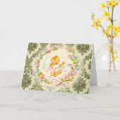 Victoriaans Baby Kaart (Gele Bloem)