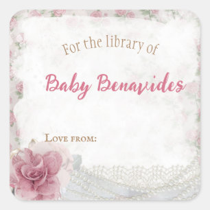  Victoriaans Baby shower Bookplate Vierkante Sticker