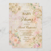 Victoriaans Baby shower Meisje  Uitnodiging (Voorkant / Achterkant)