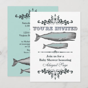 Victoriaans Baby shower voor walvisstrand Kaart