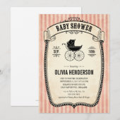 Victoriaans  Babydouche Uitnodigingen voor meisjes (Voorkant / Achterkant)