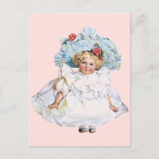  Victoriaans babymeisje Doll, Pet Pasen Feestdagenkaart (Voorkant)