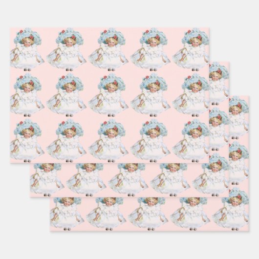  Victoriaans babymeisje Doll, Pet Pasen Inpakpapier Vel (Set)