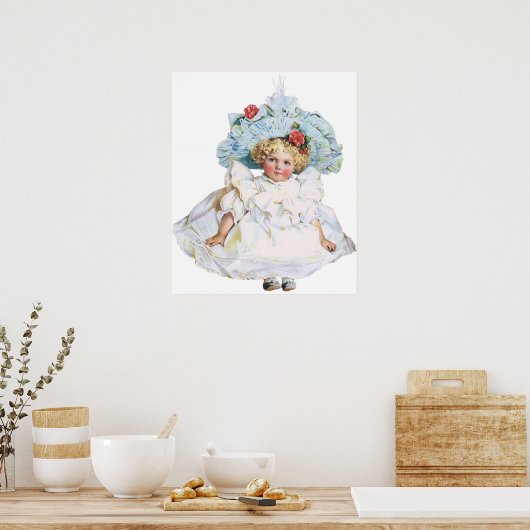  Victoriaans babymeisje Doll, Pet Pasen Poster (Keuken)