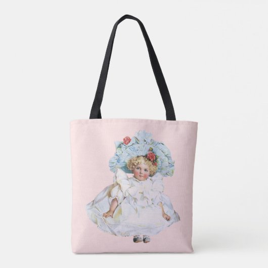  Victoriaans babymeisje Doll, Pet Pasen Tote Bag (Achterkant)