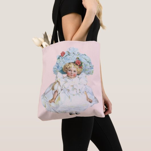 Victoriaans babymeisje Doll, Pet Pasen Tote Bag (Dichtbij)