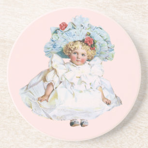  Victoriaans babymeisje Doll, Pet Pasen Zandsteen Onderzetter