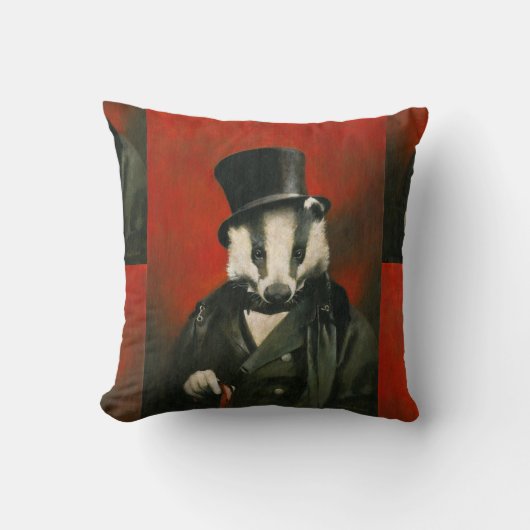 Victoriaans Badger Throw-behuizing Kussen (Voorkant)