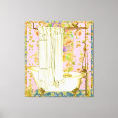 Victoriaans Badkuip Messing armaturen Roze Achterg Canvas Afdruk (Voorkant)