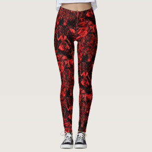 Victoriaans Baphomet-Gothic, zwart en rood Leggings